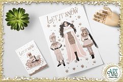 Christmas Snow Queen in Rose Gold Glitter and Pink 21 PNG Product Image 19