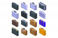 Briefcase icons set, isometric style Product Image 1