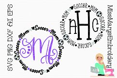 Soccer Mom Monogram Circle SVG Cutting File PNG DXF AI EPS Product Image 1