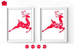 Snowflake Christmas Galloping Raindeer Svg Product Image 1