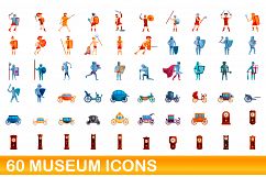 60 museum icons set, cartoon style Product Image 1