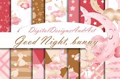 Good night bunny pattern in pink Product Image 1