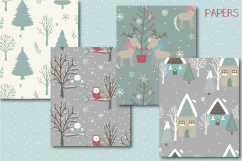 SALE NOW ONLY $4- Whimsical Winter clipart and paper set Product Image 5