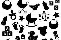 Baby Shower SVG Files First Birthday, new mom, newborn baby svg cutting files Cricut and Silhouette SVG dxf png jpg included Product Image 1