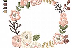 Floral Wreath Font Frame Monogram Design - EMBROIDERY DESIGN FILE - Instant download - Vp3 Hus Dst Exp Jef Pes formats 5 sizes 3,4,5,6,7inch Product Image 8
