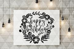 Happy Birhtday SVG Cutting File, Leaves Papercut DXF EPS PNG Product Image 2