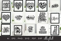 Wedding SVG Bundle - Hand Lettering - Detailed Florals SVG Product Image 1