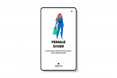 Female Diver Holding Flippers Accessory Vector Product Image 1