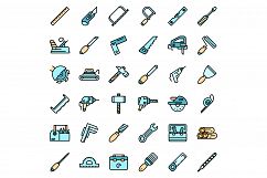 Carpenter tools icons set vector flat Product Image 1