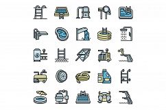 Pool equipment icons set, outline style Product Image 1