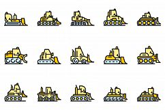 Bulldozer icons set vector flat Product Image 1