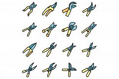 Secateurs icons set vector flat Product Image 1