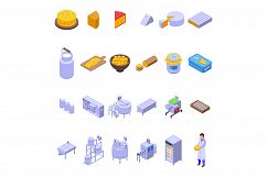 Cheese production icons set, isometric style Product Image 1