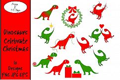 Dinosaurs Celebrate Christmas, Clip Art, Sublimation Product Image 1
