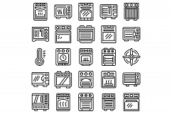 Convection oven icons set, outline style Product Image 1
