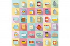 Food storage icons set, flat style Product Image 1