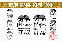 Family Bear Bundle SVG Cut File, Boho Bear, EPS, PNG, DXF Product Image 1