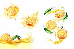 Natural Orange juice. Watercolor Product Image 5