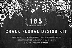 Chalkboard Floral Design Kit, AI PNG Product Image 1