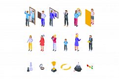 Self-esteem icons set, isometric style Product Image 1