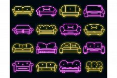 Sofa icon set vector neon Product Image 1