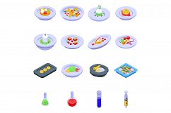 Molecular cuisine icons set, isometric style Product Image 1