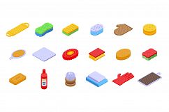 Washcloth icons set, isometric style Product Image 1