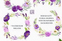 Ultra violet watercolor flowers Product Image 3