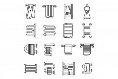 Home heated towel rail icons set, outline style Product Image 1