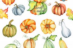 Thanksgiving pumpkins Fall watercolor Autumn clipart Product Image 3