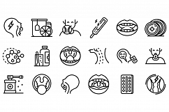 Tonsillitis icons set, outline style Product Image 1