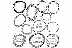 Doodle Circle Frames Clipart and Vector Set Product Image 1