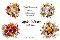 Tiger Lilies &amp; Roses - clip-art Product Image 10