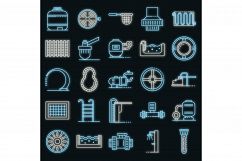 Pool equipment icons set vector neon Product Image 1