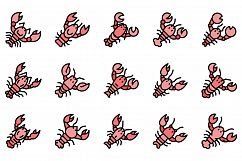 Lobster icons set vector flat Product Image 1