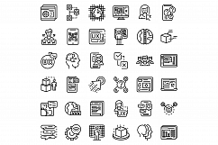 Interaction icons set, outline style Product Image 1