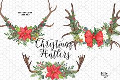 Christmas Antlers Watercolor Clipart Product Image 2