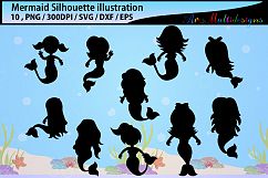 baby mermaid / Mermaid silhouette svg / water silhouette / beauty girl silhouette / mermaid vector / mermaid svg  / EPS / PNG / SVG / DXf / icon Product Image 1