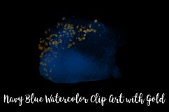 Navy Blue Watercolor Clip Art with Gold, Transparent PNG Product Image 4