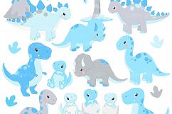 Cute Blue Dinosaur Clipart and Vectors Product Image 1