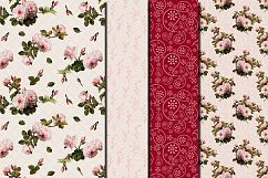 Shabby chic pink roses seamless patterns Product Image 5