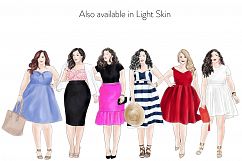 Fashion illustration clipart - Curvy Girls - Dark skin Product Image 3
