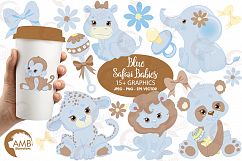 Jungle Babies in blue clipart, graphics and illustration AMB-1211 Product Image 1