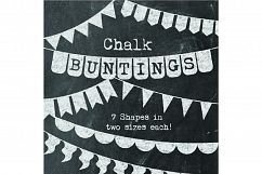 Chalkboard Buntings Clipart - Basic Chalk Banners Product Image 1