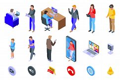 Video call icons set, isometric style Product Image 1