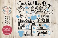 Baby Boy Birth Announcement - Chart in SVG, DXF, EPS, AI Product Image 1