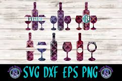 Wine Monogram Set of 9 Bundle | SVG DXF EPS PNG Digital File Product Image 1