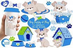 Boy Puppy Dog clipart, graphics, illustrations AMB-1930 Product Image 1