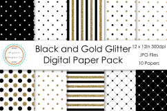 Black and Gold Glitter Digital Paper Pack Product Image 1