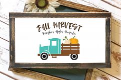 Fall Pumpkin Vintage Truck SVG and EPS Silhouette Files Product Image 1